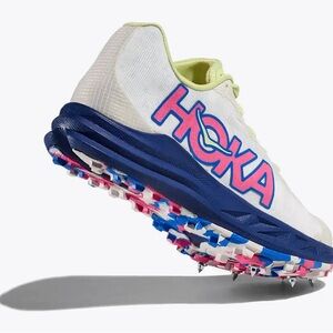 Hoka Crescendo XC Cross Country Running Shoes White Blueberry Spikes W11 M 9.5